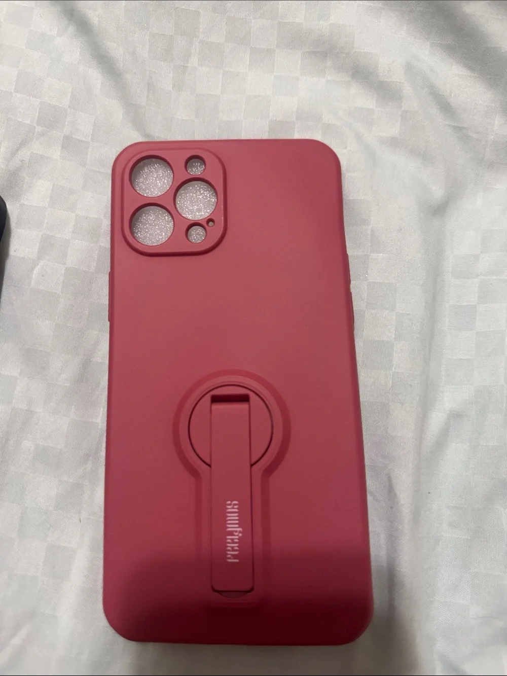 Protective Pink Smartphone Case with Built-in Ring Stand